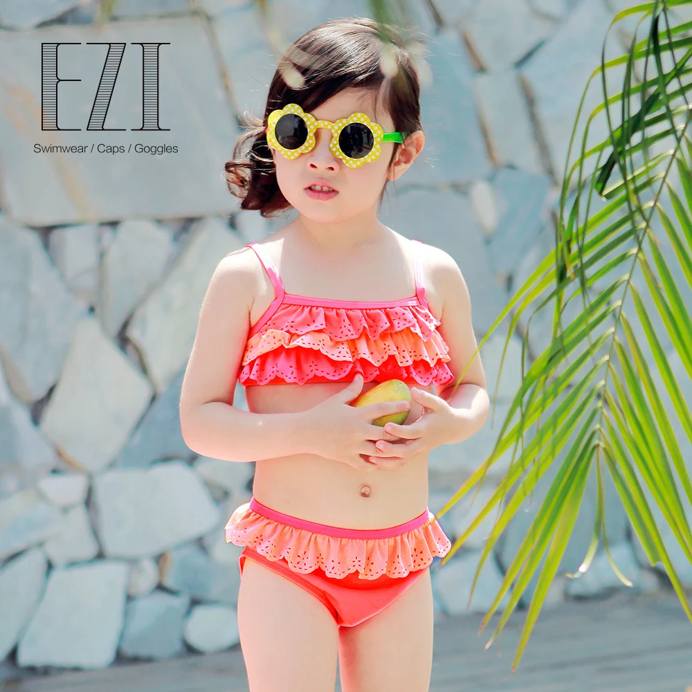 July sand/Детский комплект бикини из двух предметов с оборками и хвостом русалки, розовый купальник для пляжа, купальный костюм, 10176