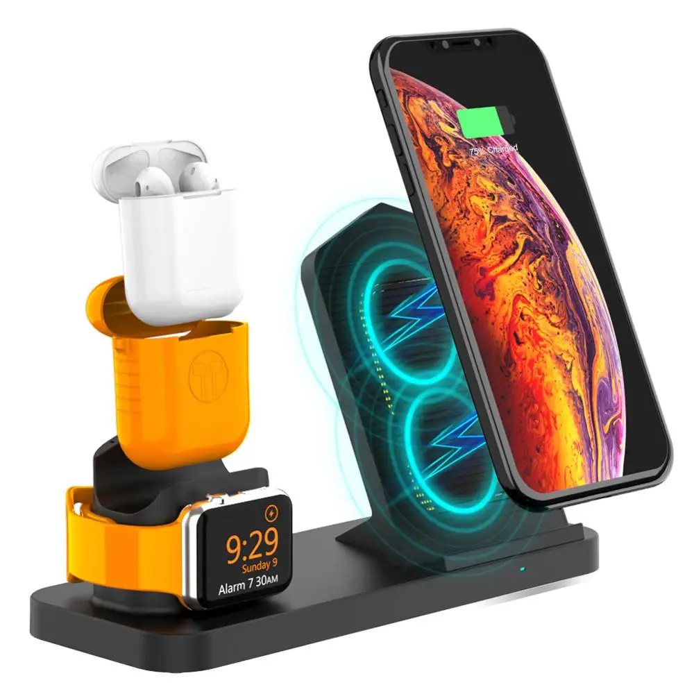 

Goldfox 10W Fast Wireless Charger for iphone Samsung Qi wireless Charging stand for Airpods apple watch 4 3 2 1 charger holder
