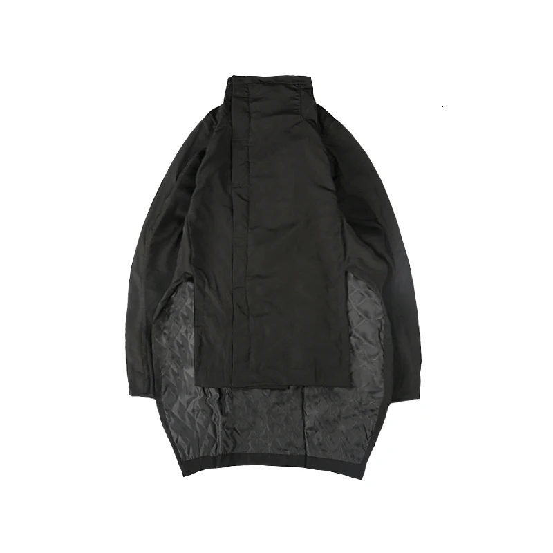 [EAM] ассиметричная водолазка с хлопковой подкладкой, пальто с длинным рукавом, свободный крой, женские парки, модные, новые, Осень-зима, YA77101 - Цвет: black