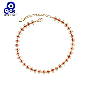 

Lucky Eye Turkish Evil Eye Charm Anklet Gold Color Leg Foot Chain Ankle Bracelet Adjustable for Women summer beach Jewelry BD79