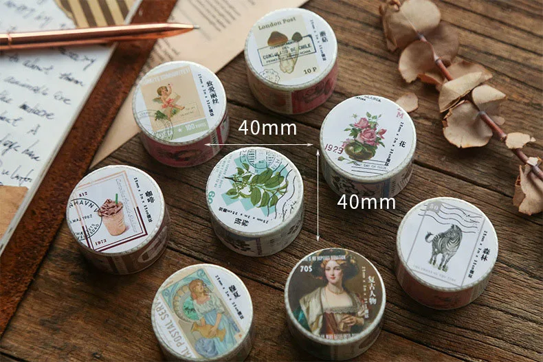 1 Roll Washi Tape Creative Vintage Stamp DIY Scrapbooking Album Diary Adhesive Japanese Kawaii Masking Tapes Label Sticker