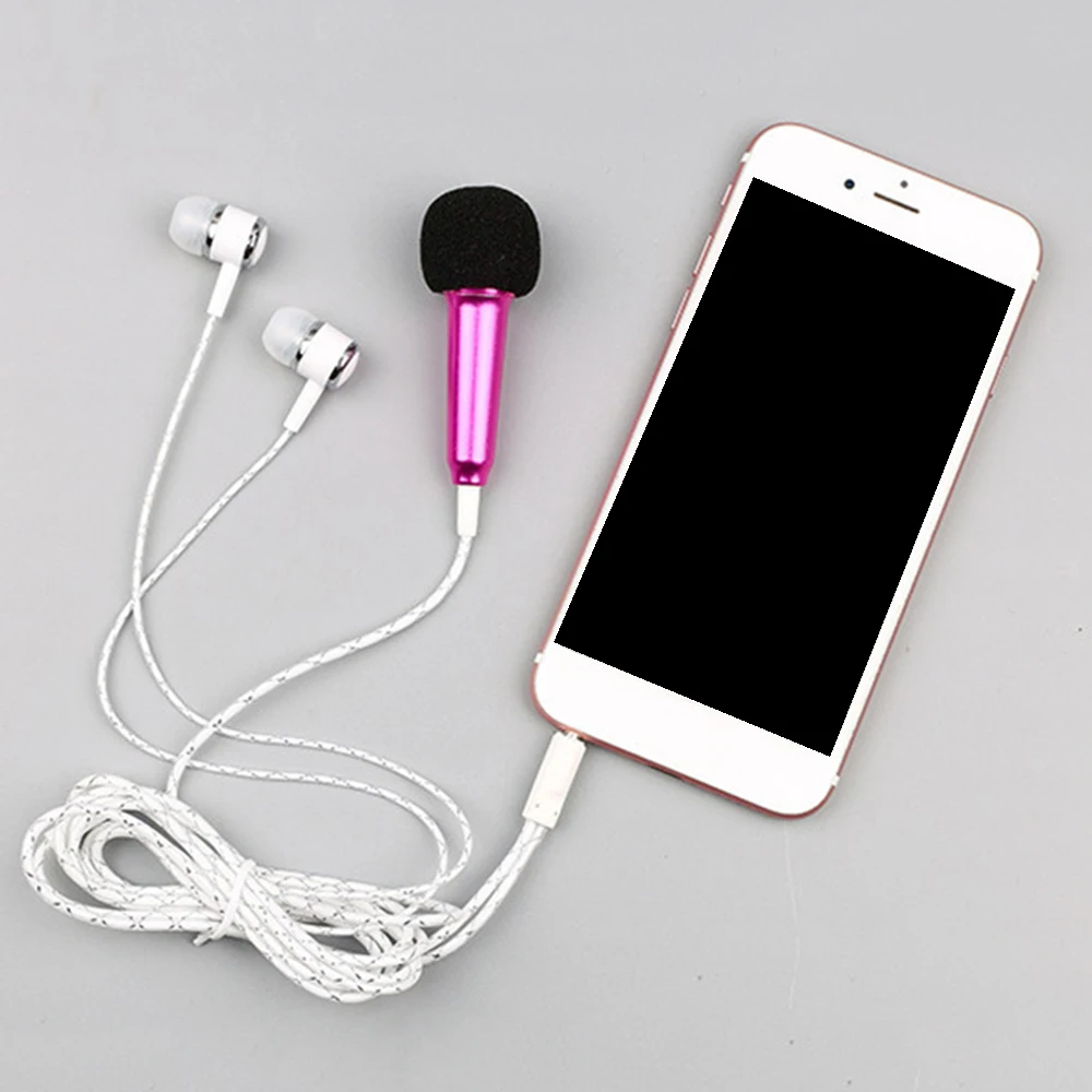 3.5MM Live phone universal wired microphone small microphone mini wheat