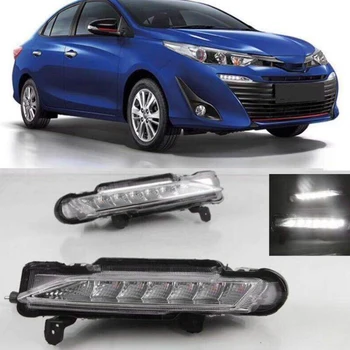 

2PCS for Toyota Yaris 2017-2019 Car LED DRL Daytime Running Lights with Turning Signal Fog Lamp Auto Lights