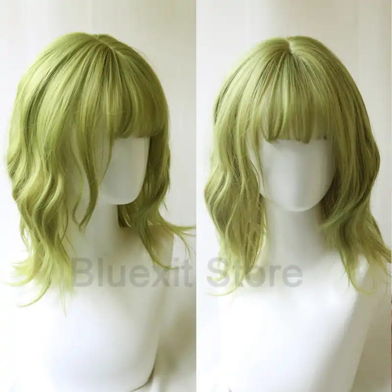 Harajuku Cool Green Lolita Wig Women Short Curly Hair Synthetic