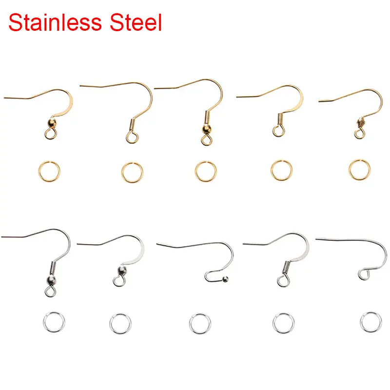 50pcs Stainless Steel Earrings Hooks Lot Bulk Golden Color Hypoallergenic Anti Allergy Earring Clasp Wire For Diy Jewelry Making | Украшения