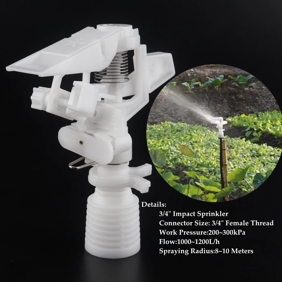 

1~20pcs 3/4" Thread 360° Rotary Impact Sprinklers Rotating Nozzle Garden Lawn Fruit Tree Irrigation Watering Whirl Sprinkler