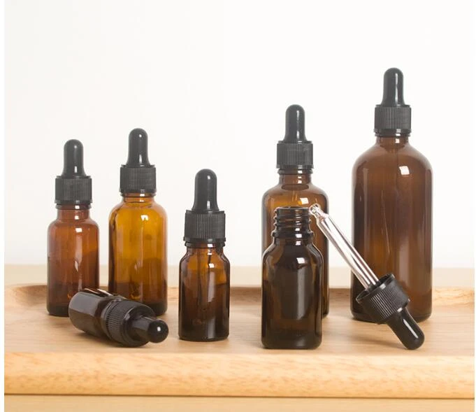Download New 5ml 10ml 15ml 20ml 30ml 50ml 100ml Amber Glass Bottles With Dropper Empty Essential Oil Glass Vials Black Rubber Aliexpress