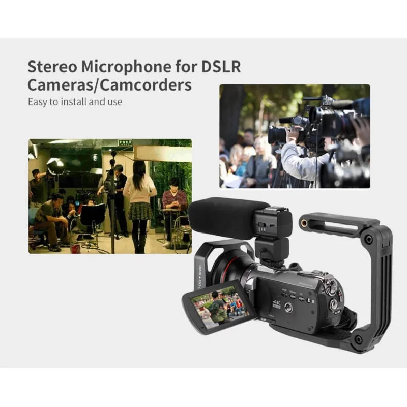 Ordro 온 카메라 스테레오 마이크, 유튜브 브이로그 라이브 스트리밍, DSLR DV 캠코더, 비디오 사운드 레코더