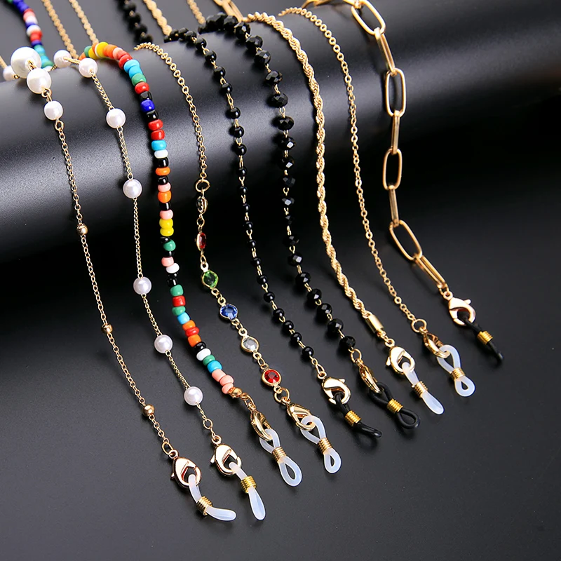 Sunglasses Masking Chains For Women Multiple Acrylic Pearl Crystal Eyeglasses Chains glasses chain
