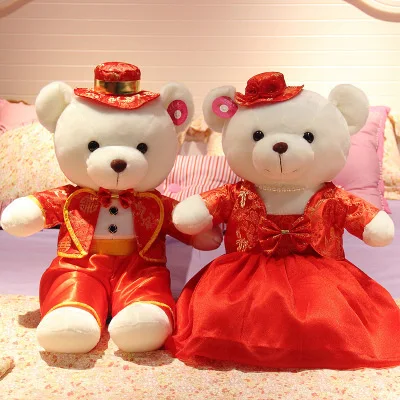Red bear 2 2 шт./лот 45 см Свадебная пара Кукла kawaii плюшевый мишка новые стили Мягкие плюшевые игрушки милая пара Мягкая Свадебная кукла - Цвет: Red bear 2