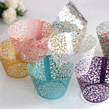 

24pcs Little Vine Lace Laser Cut Cupcake Wrapper Wedding Birthday Party Decorations Kids Baby Shower Handmade Cake Decoration