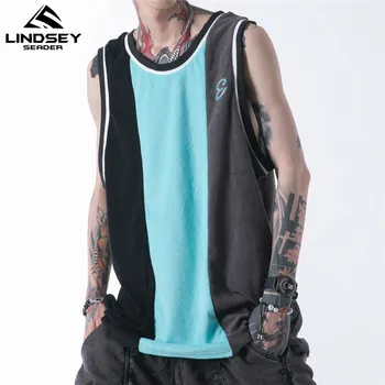 

Fitness Clothing Patchwork Sleeveless Shirt Mens Gym Stringer Tank Top Embroidery Tanktop Men Sportwear Undershirt Fashion Vest