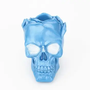 

Creative Rose Flower Skull Ornament Skeleton Pen Holder Desktop Pencil Organizer
