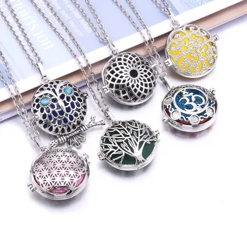 

2020 Aromatherapy Necklace Vintage tree of life Owl Essential Oil Diffuser Necklace open lockets perfume Aroma Diffuser Pendant