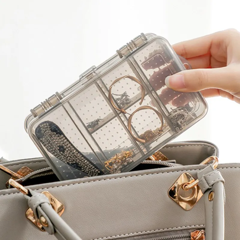 Double-sided 10 Grid Partition Design Storage Tools Women Girls Ring Transparent Earrings Compartment Organizer Box Jewel Case Double-sided 10 Grid Partition Design Storage Tools Women Girls Ring Transparent Earrings Compartment Organizer Box Jewel Case