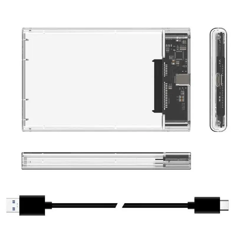 2,5 дюймов SATA для USB 3,1 Прозрачный 5 Гбит/с Gen 1 type-C твердотельный накопитель Dick Box адаптер для Windows Mac OS Настольный SSD чехол