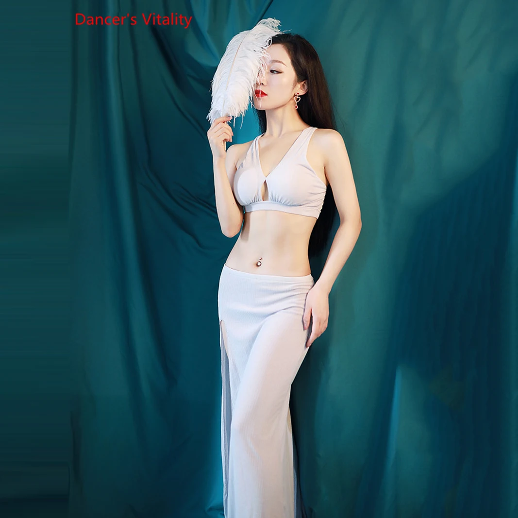 

Women Belly Dance Suit Sleeveless Top+Skirt 2pcs Oriental Dance Performance Costume 3 Color Free Shipping
