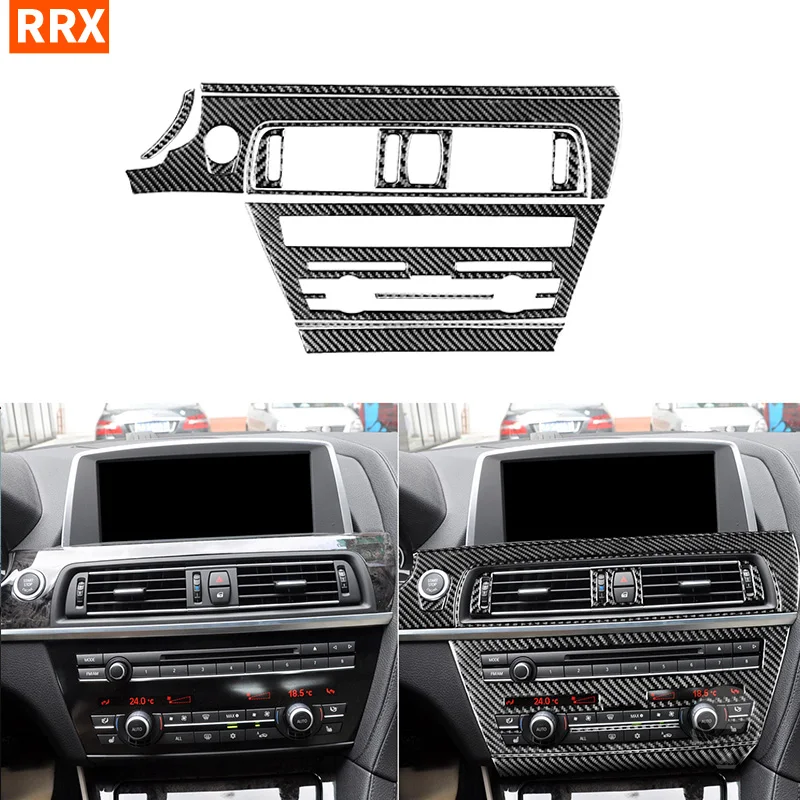 

Car Radio Air Conditioning Control Vent Outlet Panel Carbon Fiber Stickers For BMW 6 Series M6 F12 F13 F06 2011-2018 M Sport