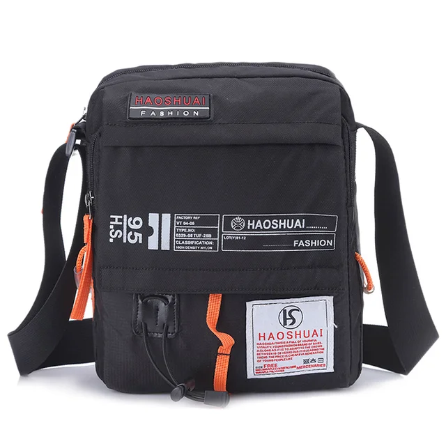 Men Nylon Messenger Bag Shoulder Crossbody Bags Multifunction Fashion Casual Hiking Bicycle Travel Satchel School Handbag XA80ZC black