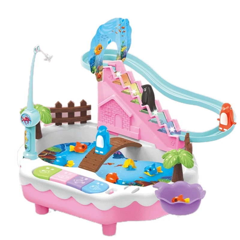 Пингвин альпинистские лестницы Магнитная рыболовная игрушка 2 в 1 музыкальное