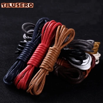 

1 pair round waxed leather shoelaces casual shoes lace rope fine england brown cotton and linen shoes lace