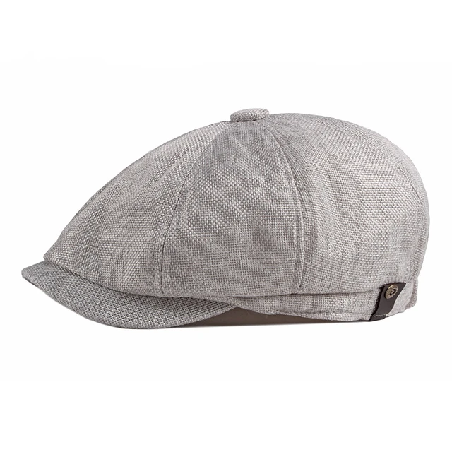 BUTTERMERE Summer Newsboy Cap Men Beret Hat British Style Vintage Flat Cap Gray Male Octagonal Cap Light Grey