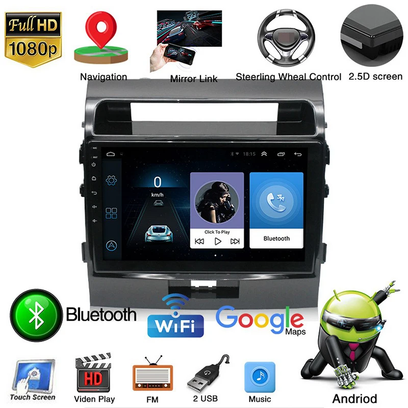 

Wifi 1+16G/2+32G 2 Din Android 9.1 Car Multimedia Player for Toyota Land Cruiser 2004-2009 Navigation 10" Touch Screen Auto Gps