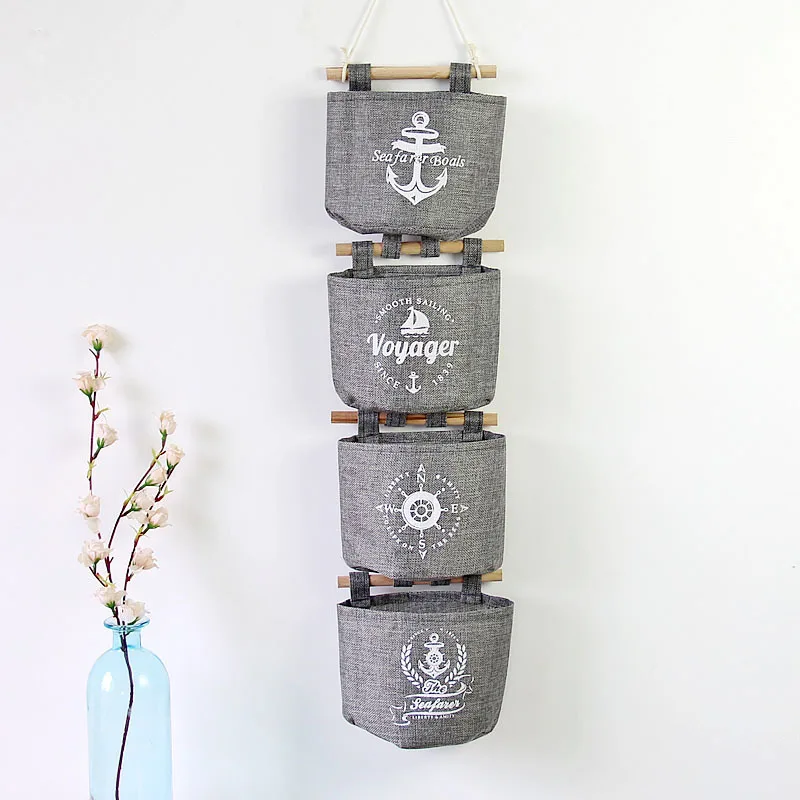 

Little grey Sailing ship wall closet hanging gunny bag for sundry keys organization assembled home srorage bag basket decor