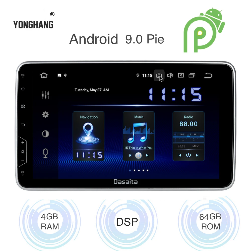 

Android 9.0 Car 2 Din GPS Radio Universal Angle Adjustable 10.2" IPS Full Screen Multimedia 4Gb+64Gb HDMI DSP WIFI BT RDS Map