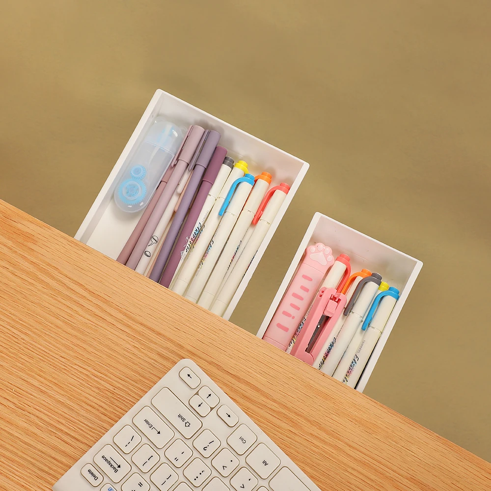 JIANWU Creative High capacity Desk Drawer-Type Pencil Storage Case Container Desktop Sundries Storage Box for Stationery School