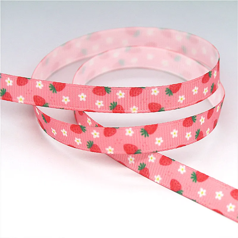 DHK 3/8'' 5yards Fruit Watermelon Lemon Strawberry printed grosgrain ribbon Accessory hairbow headwear DIY 9mm C1928