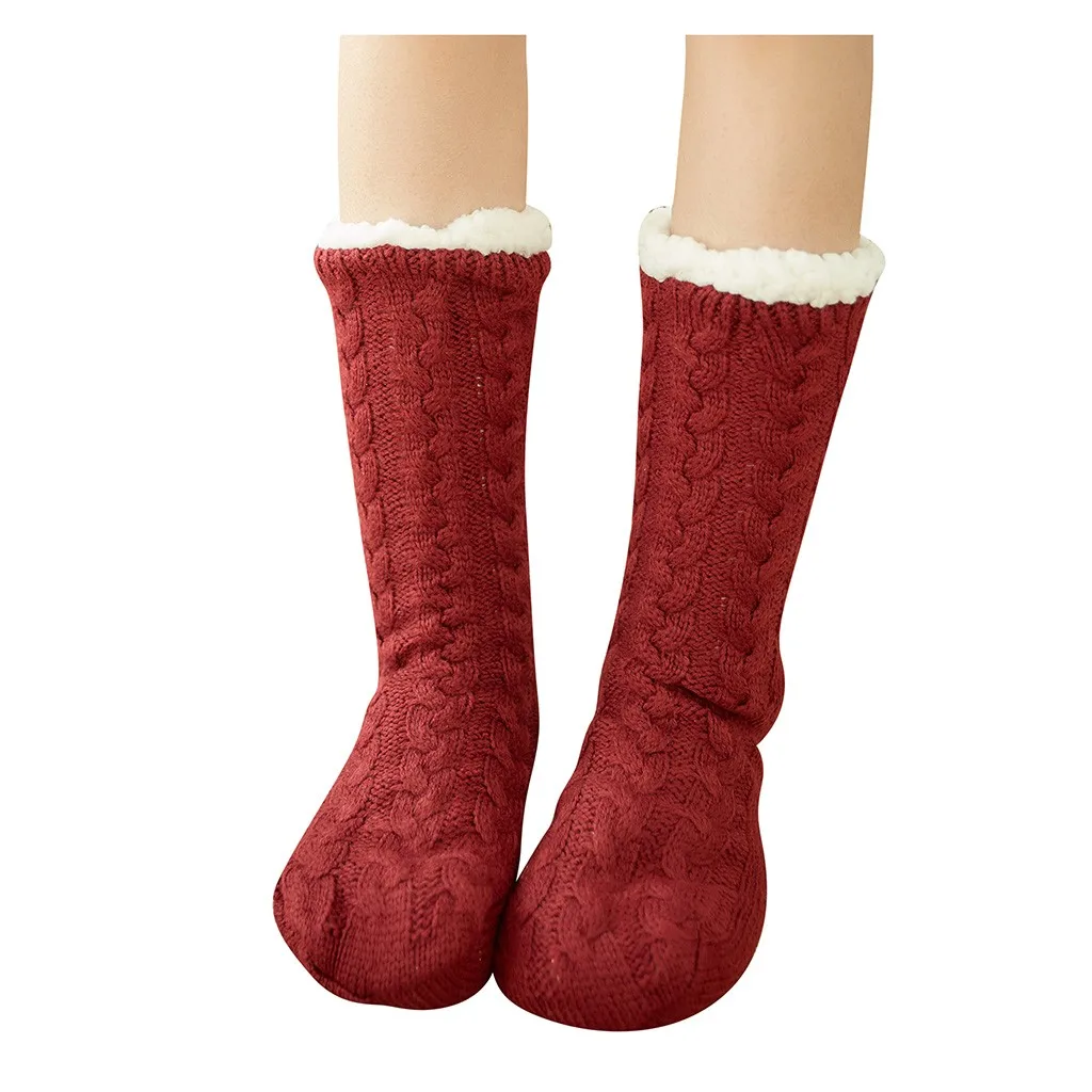 Зимние флисовые Носки Женские плотные толстые нескользящие носки-тапочки носки для ковров navidad carnival Fuzzy плюс бархатные теплые женские подарки