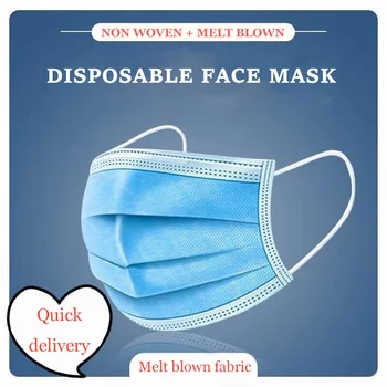 

10/50/100pcs Disposable Face Masks 3 Layer Nonwoven Anti Dust Smog Civil Breathable Gauze Masks Blue Earhook Face Mouth Masks