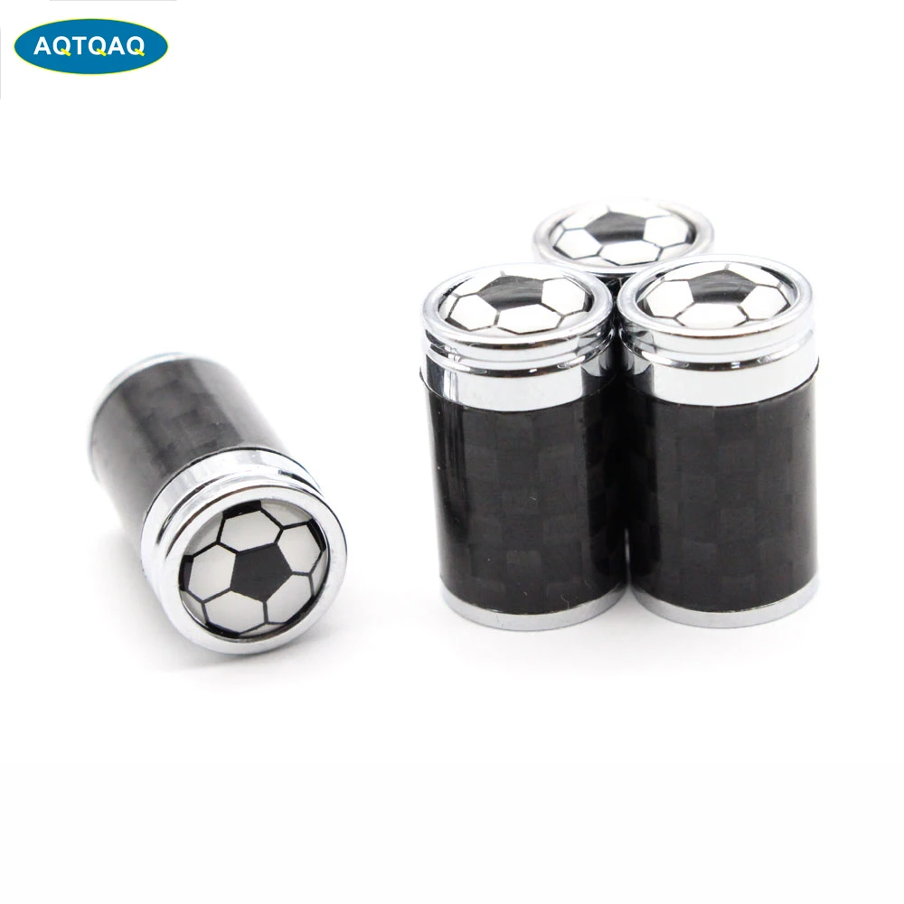 4 Pcs/Set Copper + Carbon Fiber Football Style Tire Valve Stem Cap Wheel Air Caps for Auto Cars|Стержни и колпачки клапана| |