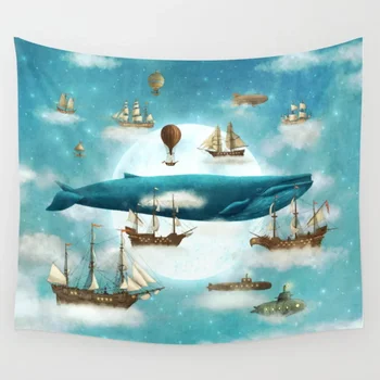 

Ocean Meets Sky Revised Wall Tapestry Wall Decor Tapestries Bedspread Bedding Curtain Throw Sheet Towel Window Curtain Table