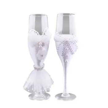 

Wedding Dress Wine Glasses-handmade Bride And Groom Champagne Flutes Bride And Groom Champagne Glass(set Of 2)