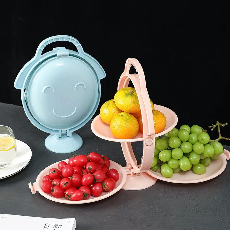 

1pc Folding Fruit Plate Double Layer Gift Creative Candy Dish Decoration Of Tea Table In Living Room Portable Snack Bowl