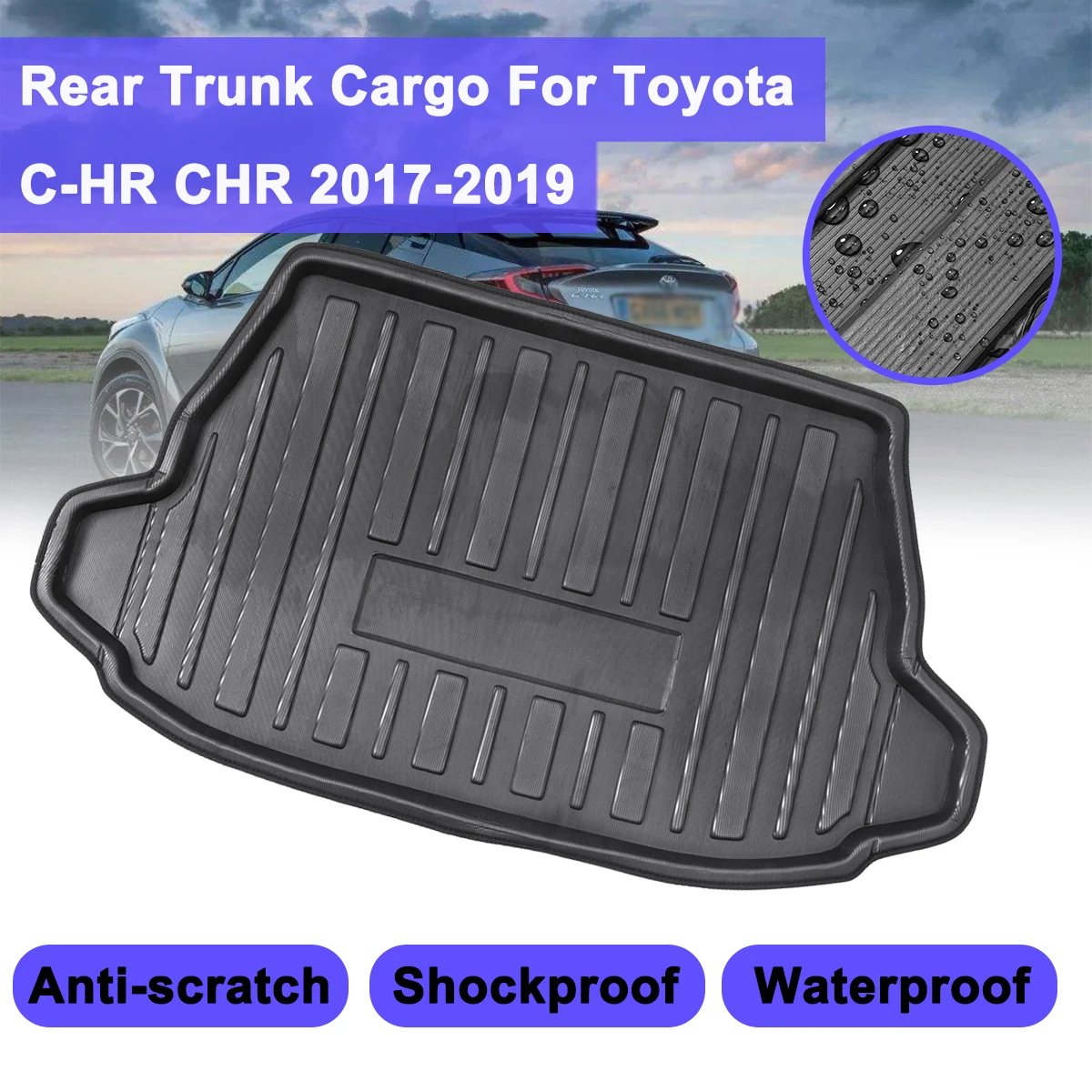 

For Toyota C-HR CHR 2017 2018 2019+ Boot Mat Rear Trunk Liner Cargo Floor Tray Carpet Mud Pad Kick Guard Protector waterproof
