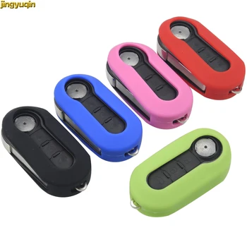

Jingyuqin Silicone Key Case for FIAT 500 500L ABARTH Panda Punto Bravo Folding Flip Silicone Key Fob Case Cover