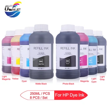 

250ML/PCS Refill Dye Ink Bottle For HP 70 91 For HP Designjet Z2100 Z3100 Z3200 Z5200 Z5400 Z6100 Printer Ink For HP (8 Colors)