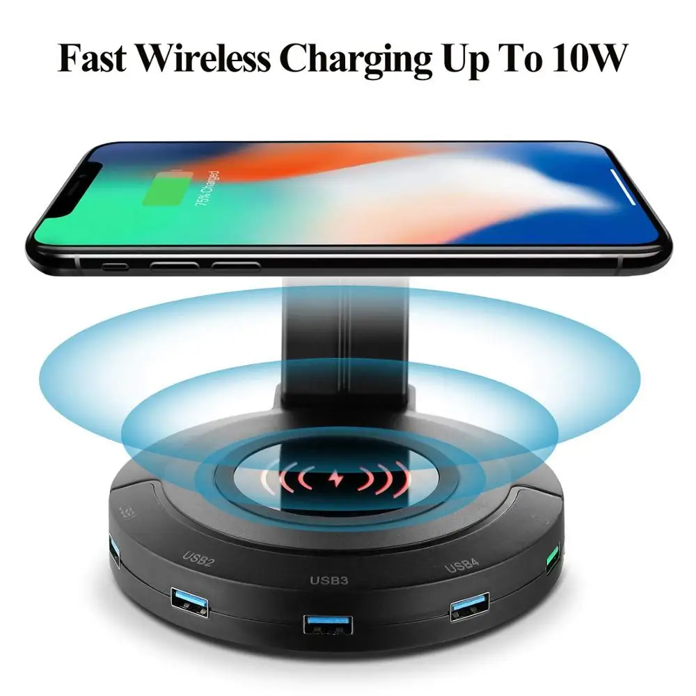 befon RGB Headphones Stand with 4 USB Ports Support Wireless Charging Headphone Holder for Gamers Gaming PC Accessories Desk