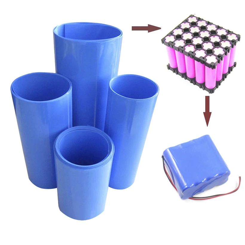 sourcing map Tube Thermor/étr/écissable 65mm Longueur 10m Largeur PVC Bleu Pour 18650 Batterie