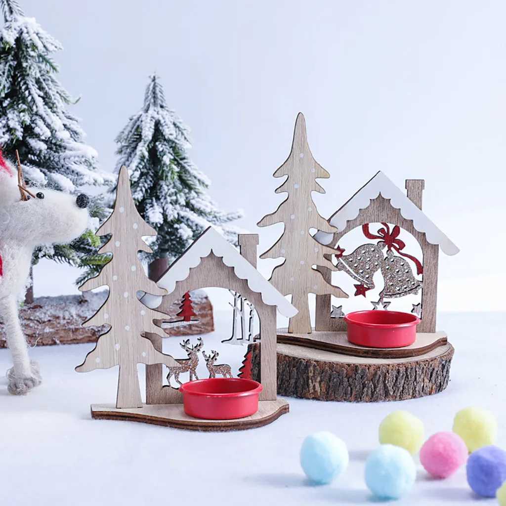 Веселые рождественские украшения для домашнего творчества Рождественский деревянный подсвечник настольная украшение дома 9,19