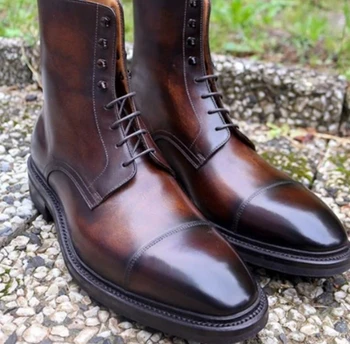 

Men PU Leather Fashion Shoes Low Heel Fringe Shoes Dress Shoes Brogue Shoes Spring Boots Vintage Classic Male Casual LK038