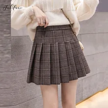 Осенняя Сексуальная Мини плиссированная юбка для женщин, модная клетчатая эластичная короткая юбка с высокой талией, Повседневная Новинка