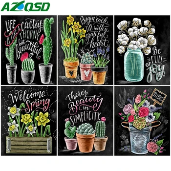 

AZQSD DIY Coloring By Numbers Cartoon Home Bedroom Wall Artwork Oil Painting By Numbers Blackboard Letter Home Decoration