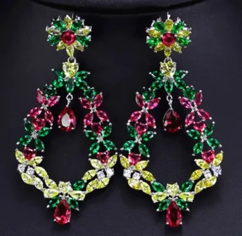 

up-market gift fashion diamond crystal 925 silver lady earings free shipping 34c