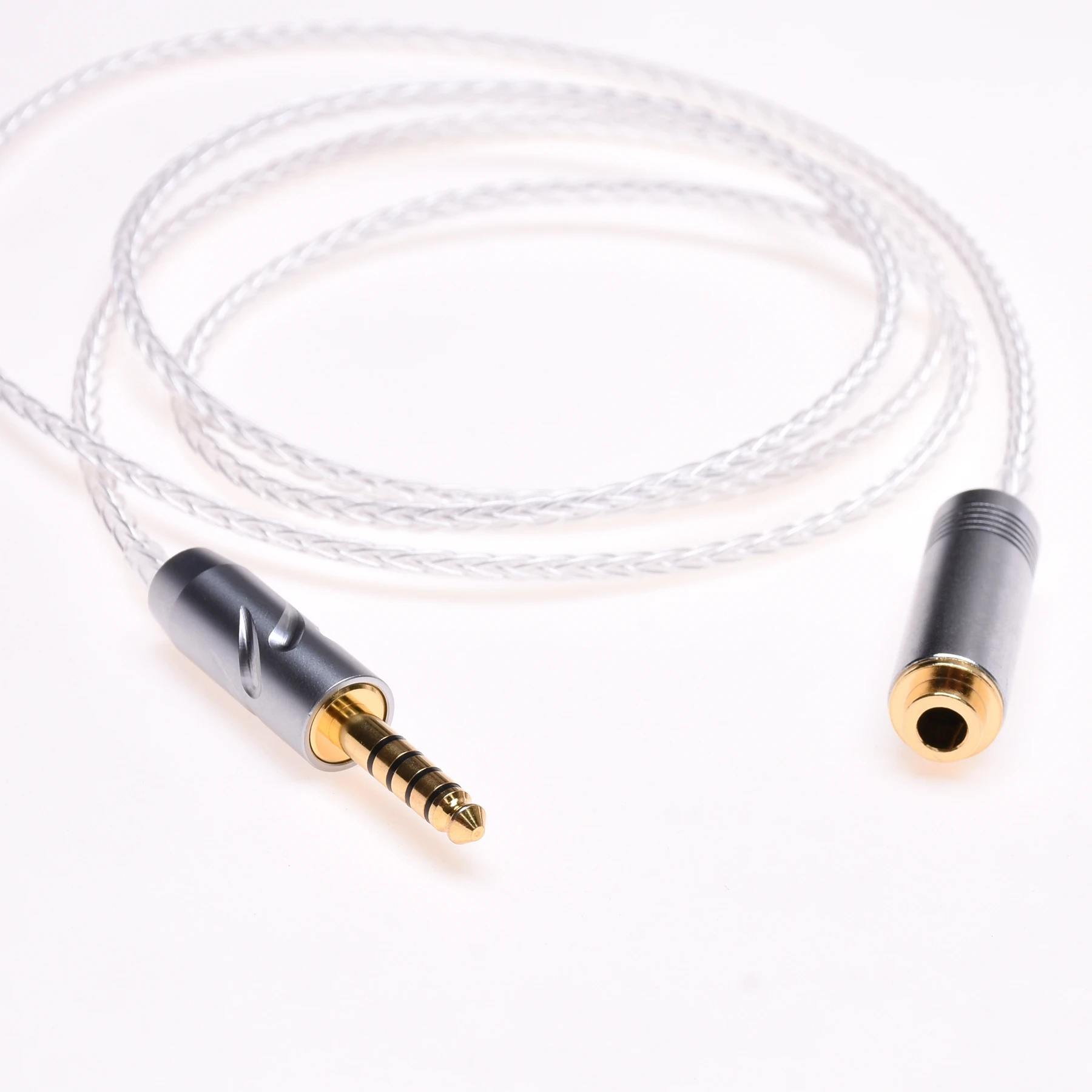 Prata Chapeado Cabo 4.4 mm Macho para 4.4 mm Fêmea Balanceado Fone de Ouvido Cabo de Extensão para Sony Nw-wm1z 1a Mdr-z1r Ta-zh1es Pha2 - Image 3