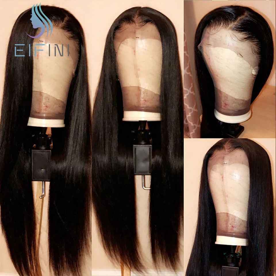 Прямые 360 кружевных фронтальных париков Remy перуанские человеческие волосы кружевные парики предварительно выщипанные натуральные волосы с волосами младенца 150 плотность Eifini