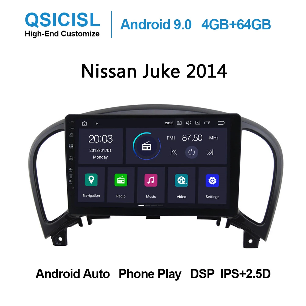 Android 9.0 IPS 2.5D 9&quot car dvd multimedia player for Nissan Juke 2014 head unit radio stereo 4GB+64GB SWC DSP WIFI | Автомобили и